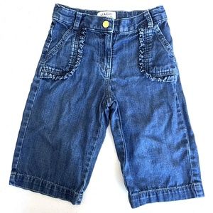 Janie and Jack Wide leg cropped jeans with ruffles on pockets